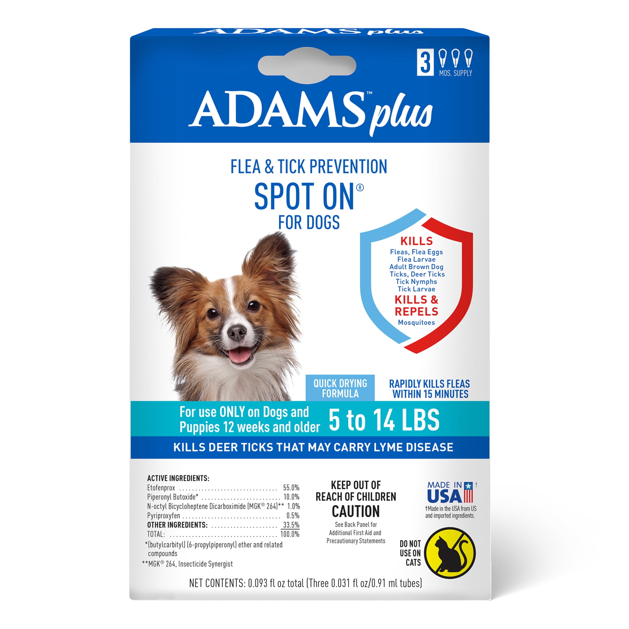 Adams Plus Flea Tick Prevention Spot On for Dogs Small Dogs 5 to 14 lbs Walmart