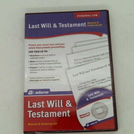 Adams Prepare A Last Will and Testament Software, CD Version includes e-Book (ALC602)
