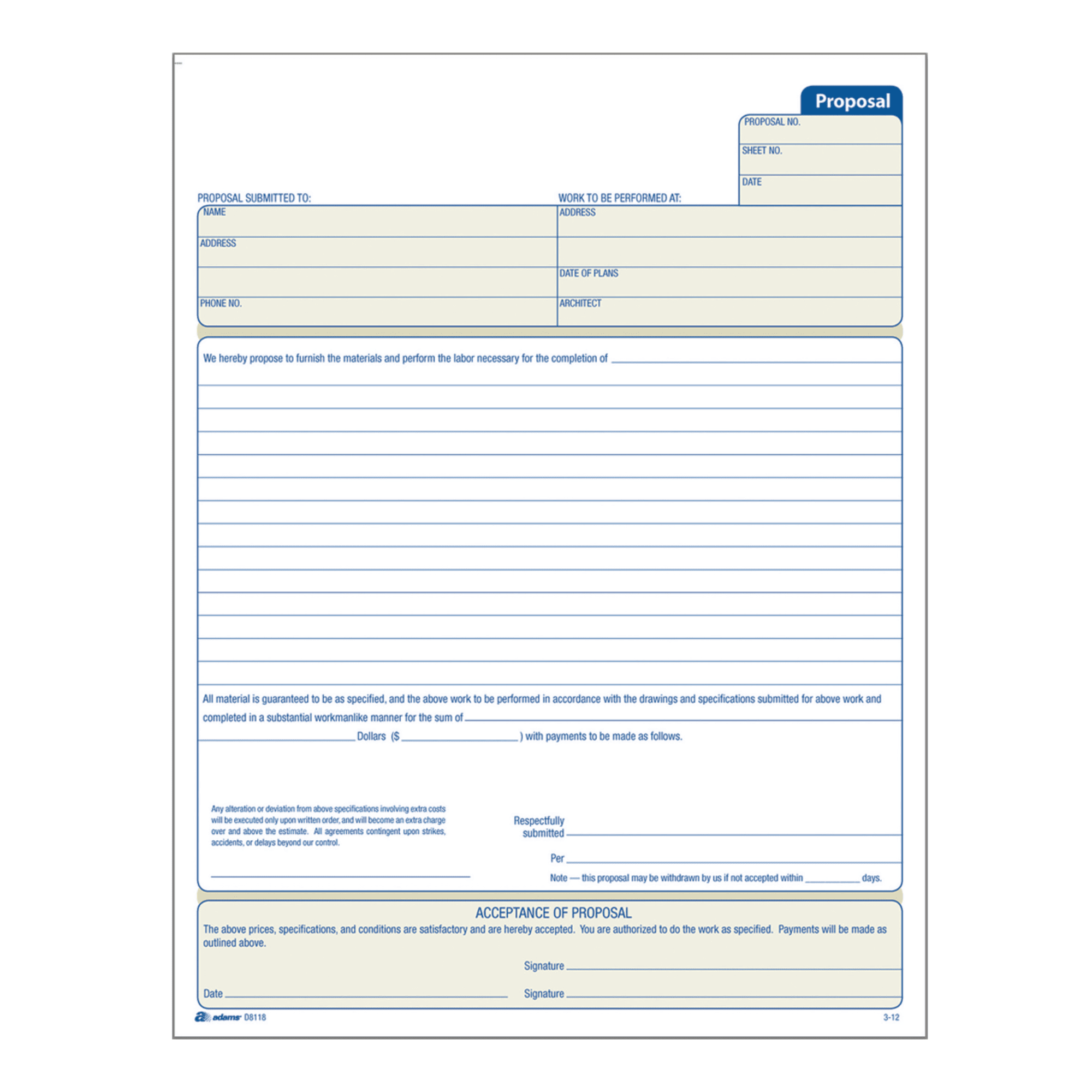 Adams™ Proposal Book, 8 3/8