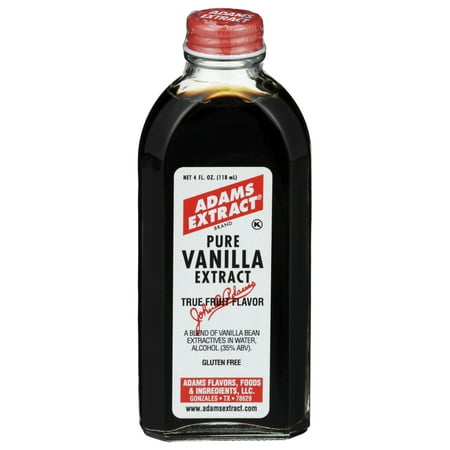 Adams Extract Pure Vanilla Extract, True Fruit Flavor, Gluten Free, 4 FL OZ Glass Bottle (Pack of 1)