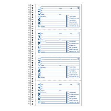 Adams(R) Spiral Bound Phone Message Book, 11in. x 5 1/4in., Book Of 400 Messages, ABFSC1154D