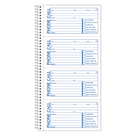 Adams Spiral Bound Phone Message Notebook, 2-Part Carbonless Paper, 400 ...