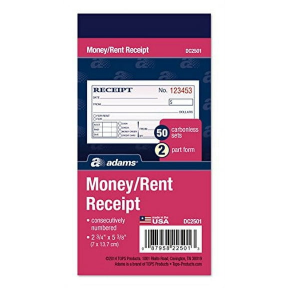 Adams Receipts Book 2.75"L x 5.38"W 50 Sheets/Book 3/Pack (DC2501-3) 448239