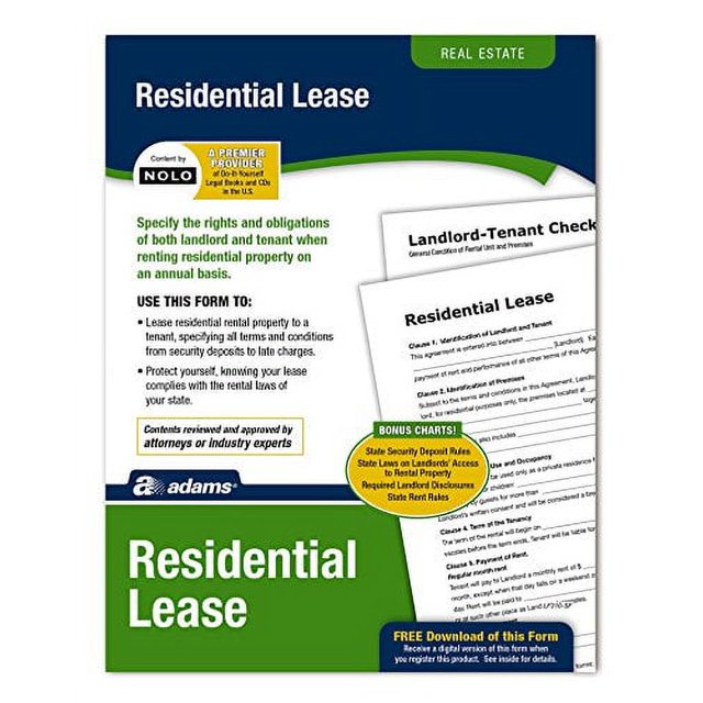 Adams Residential Lease, Forms and Instructions [Print and Downloadable ...