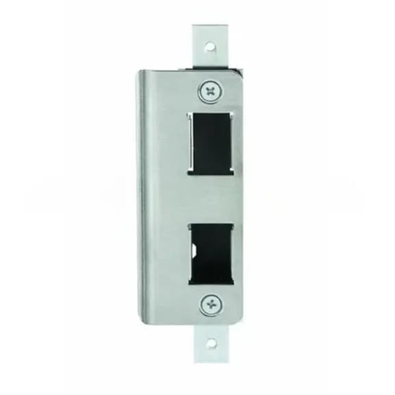 Adams Rite 490102630 4.62 in. H Double Cut Outs Radius Strike Flush Mount with Dust Box for 4300 & 4500 - Satin Stainless Steel