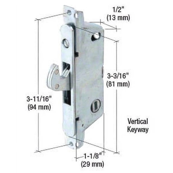 Adams Rite E2009 1/2" Wide Round End Face Plate Mortise Lock for Doors- Vertical Keyway