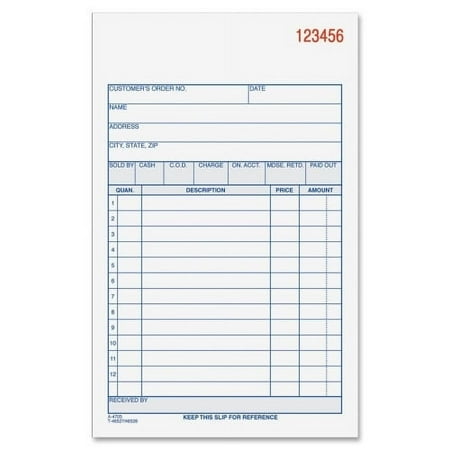 Adams Sales Order Book, 3-Part, Carbonless, 4-3/16" x 7-3/16", 50 St/Bk
