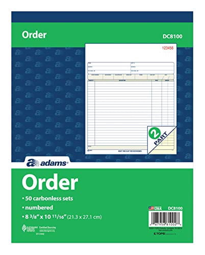 Blocco Ordini Di Vendita Adams Riciclato 6x8 - 50 Moduli Per Blocco (RDC5805) - 2 Parti - Foto 1