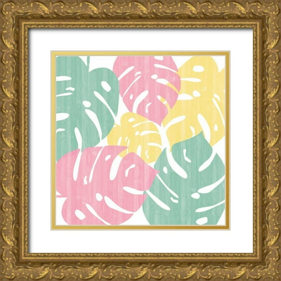 Adams, Sarah 20x20 Gold Ornate Wood Framed with Double Matting Museum Art Print Titled - Monstera II Bright on White