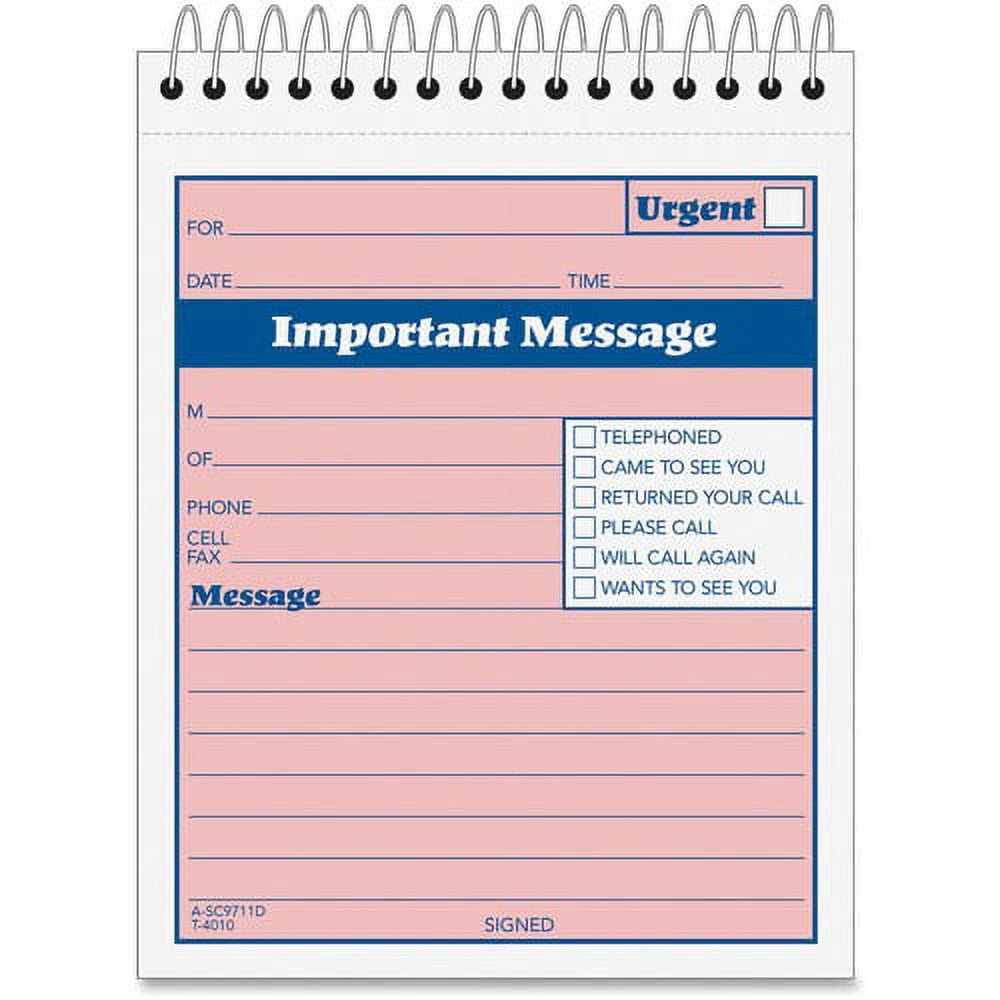 Adams Spiral-bound Phone Message Booklet - 50 Sheet(s) - Spiral Bound - 4 Adams Spiral-bound Phone Message Booklet - 50 Sheet(s) - Spiral Bound - 4