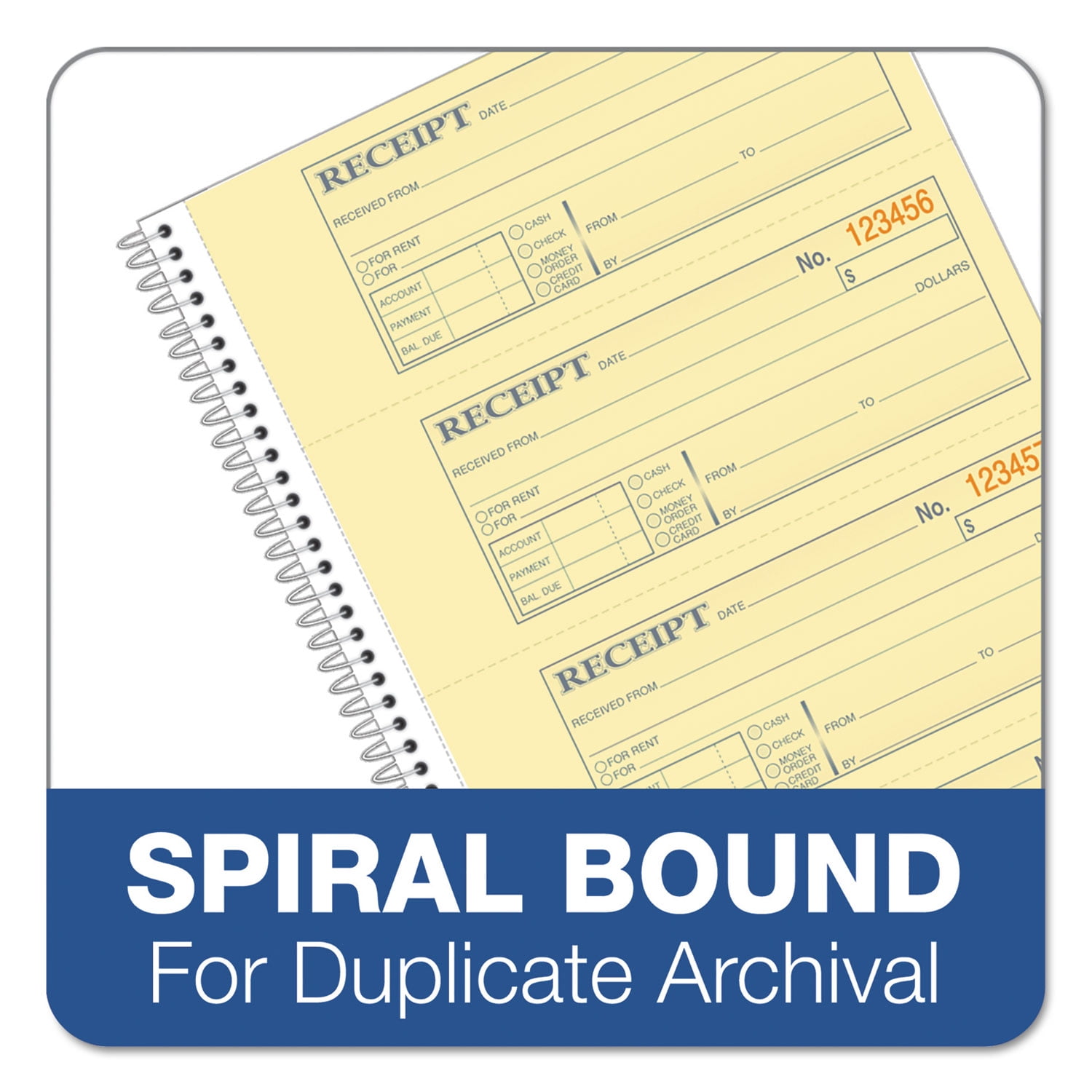 Adams TOPS Money/Rent Receipt Book, TwoPart Carbon, 7 x 2.75, 4 Forms