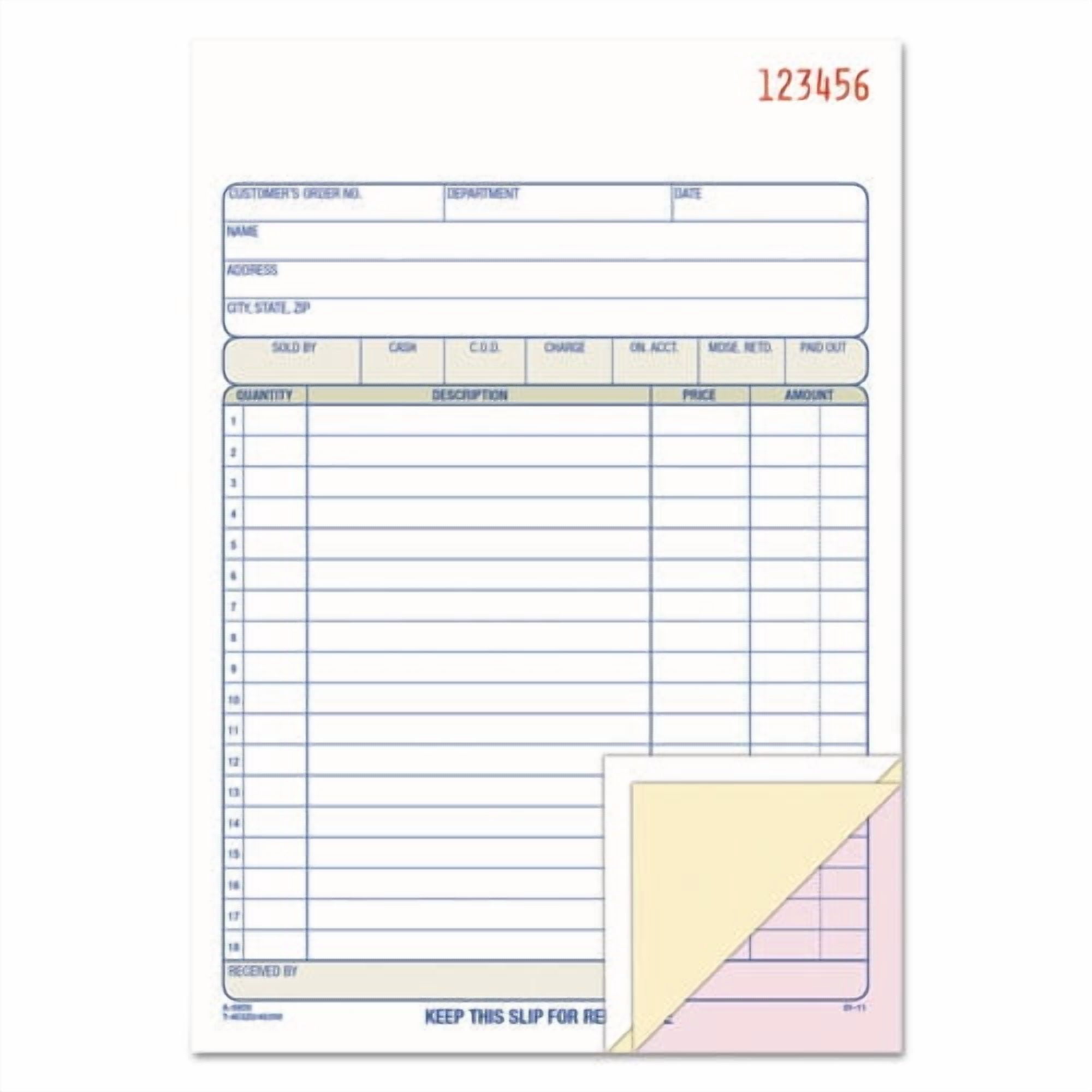 Adams TOPS Sales/Order Book, Three-Part Carbonless, 7.95 x 5.56, 50 Forms Total, Each