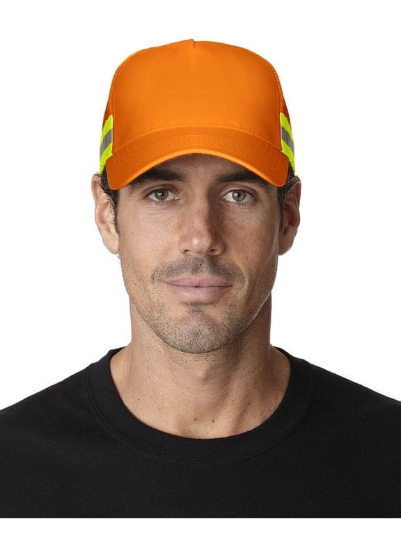 Headwear 00820599192425 TRUCKER REFLECTIVE HAT TR102 ORANGE ONE SIZE FITS ALL