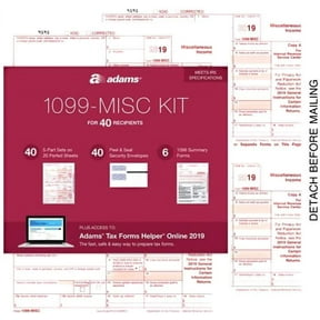 Adams TXSC519 1099-MISC KIT for 40 recipients (40 5-Part Sets, 40 Peel & Seal Security envelopes, 6 1096 Summary Forms)