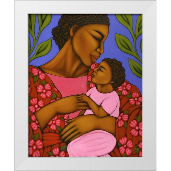 Adams, Tamara 12x14 White Modern Wood Framed Museum Art Print Titled - African Mother and Baby