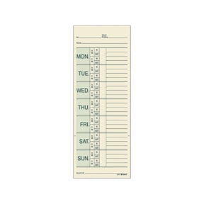 Time Cards for Pyramid 1000 Time Clock, Two Sides, 3.38 x 9, 200/Pack