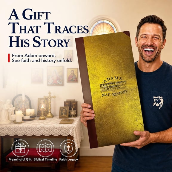 Adams Time Chart 3.0 Map Of History Synchronological World History Timeline, Golden Cover Foldable Historical Panorama, Single Sided Print Biblical & World History Timeline for Homeschool Supplies