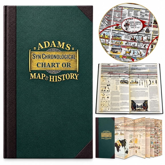 Adams Time Chart 3.0 Map of History, Updated Synchronological World History Timeline Chart, Fold Out Vintage Educational Wall Poster for Study