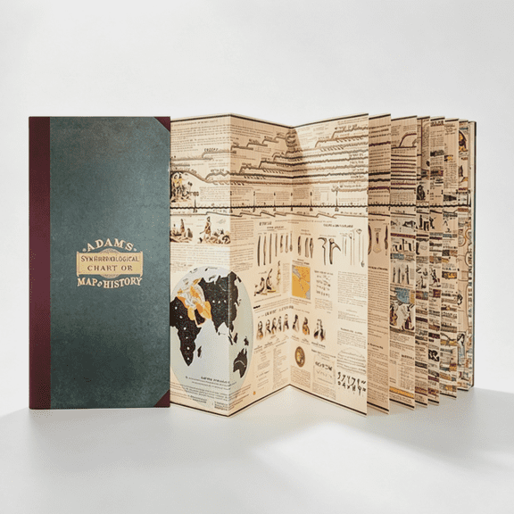 Adams Time Chart, Vintage Folding Adams' Chart of Chronological Or Historical Map for Office & History Lover Gift