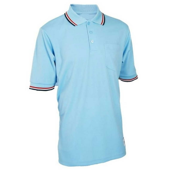 Adams Umpire Polo Shirt Baseball Softball Ump Smitty (Powder Blue/Red/White S)