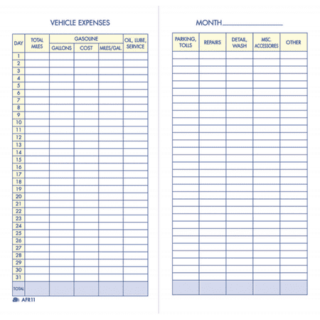 Adams® Vehicle Expense Book