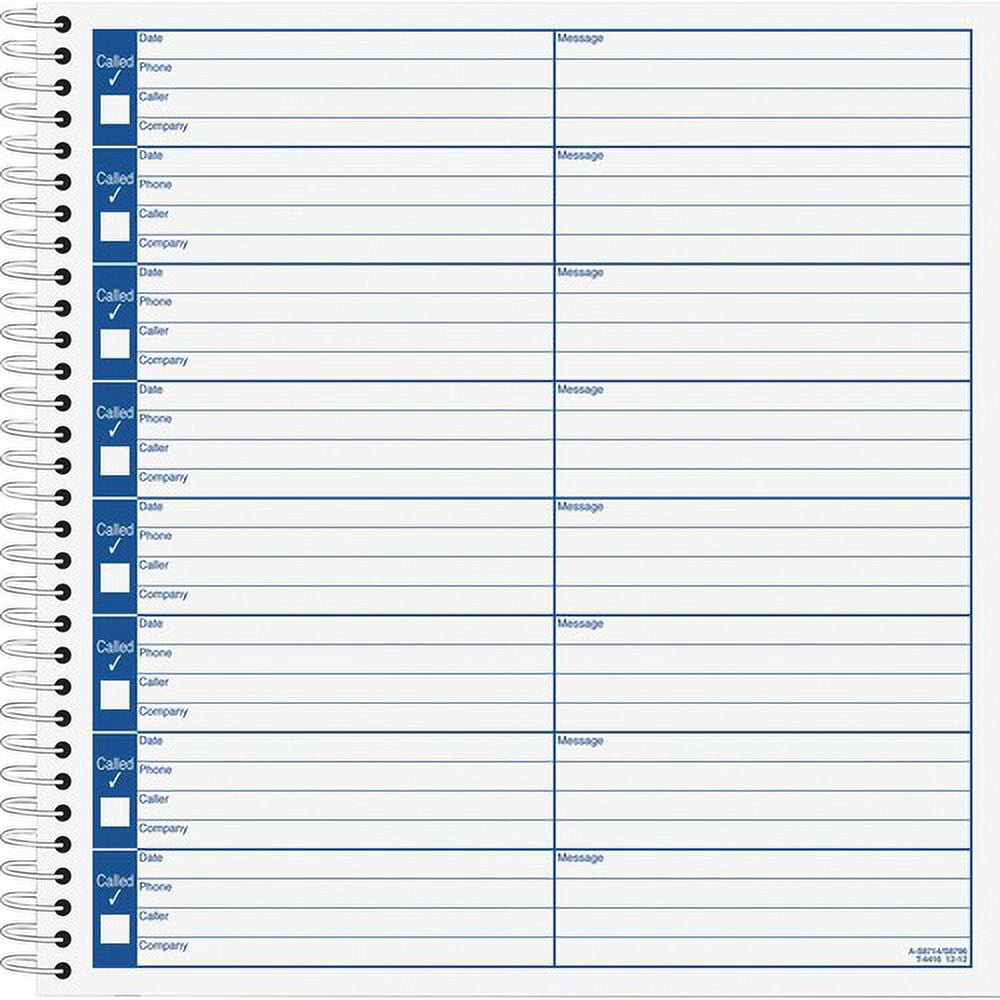 Adams Voice Mail Log Book - 60 Sheet(s) - Spiral Bound - 7.50 Adams Voice Mail Log Book - 60 Sheet(s) - Spiral Bound - 7.50