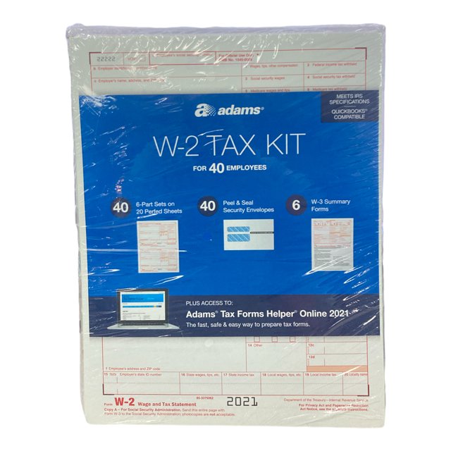 Adams W2 2020 Tax Kit Forms Kit w/Tax Forms Helper Online, 40/pack
