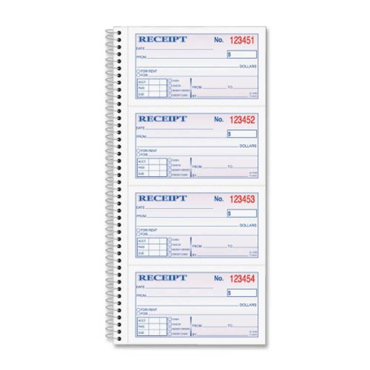 Adams Wire Bound Money/rent Receipt Books 200 Receipt[s] Spiral