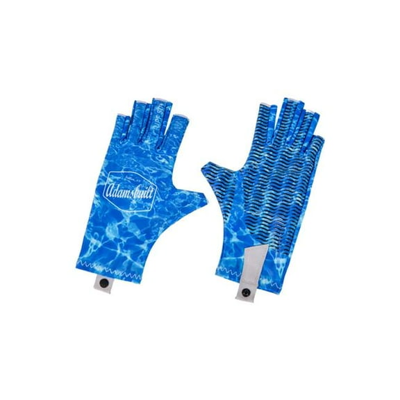 Adamsbuilt Fishing ABSPFG-M-L Sun Protection Fishing Gloves - Ocean Blue Camo - Medium & Large