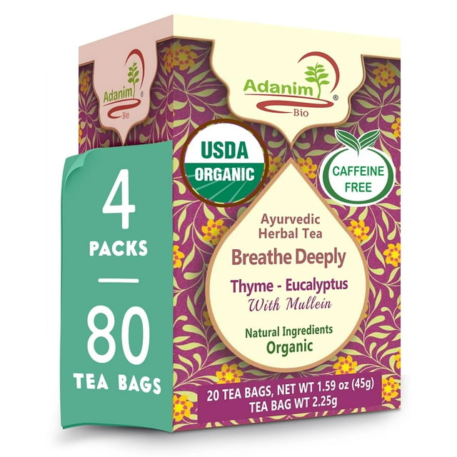 Adanim Bio Eucalyptus Thyme & Mullein Leaf Tea Bags Organic Gourmet