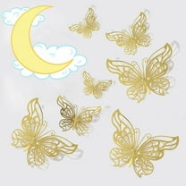 Adapan 12PC 3D Butterfly Wall Decor Stickers 12PCS, Gold Removable Butterfly Decorations for Bedroom, Party, Wedding, Cake Crafts,A,Wall stickers