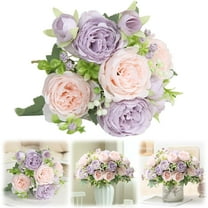 Adapan 1PC Premium Purple Artificial Rose Flowers Bouquet,Pink Purple Silk Fake Flower Decoration, Faux Floral Arrangements for Wedding Bridal Bouquets and Home Table Centerpieces Décor,G