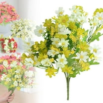 Adapan 28 Heads Artificial Daisy Flowers Bouquet,Home Wedding Decor Fake Flowers for Centerpieces, Party, Table Decor,Yellow/White,12.99In