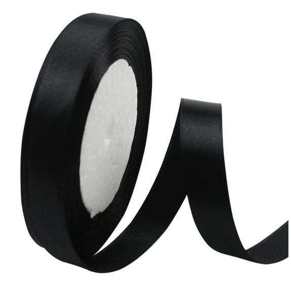 Adapan Decorative Fabric Ribbon for Gift Wrapping, Wedding, Baptism, and Birthday Crafts-1 Black Ribbon,Black,1PC,Gift Wrapping Paper