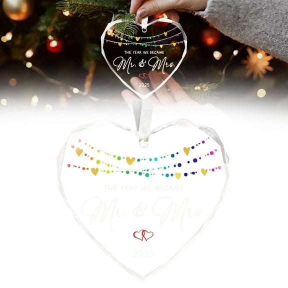 Adapan Engagement Ornament for Couples Wedding Celebration Bride To Be Glass Christmas Crystal Decor Hanging Ornament 8CM Artificial Crystal, Wedding Decor, Crystal Ornament