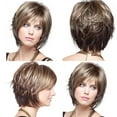thumbnail image 1 of Adapan Short Wavy Bob Wig Highlight Brown Blonde,Natural Fluffy Layered with Inclined Bangs,Synthetic Side Part,Short Styling Cover Wig Wig Women'S Full Wig Full Wig Sexy Wig,Brown,6.2oz,8in, 1 of 9