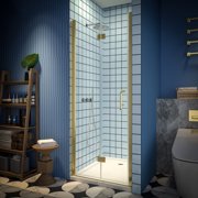 Exbrite Adapt Bifold Shower Door 30-32 in.W x 72 in.H Pivot Swing Shower Doors,Brushed Gold,Tempered Shower Glass