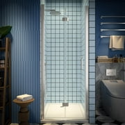 Exbrite Adapt Bifold Shower Door 30-32 in.W x 72 in.H Pivot Swing Shower Doors,Brushed Nickel,Tempered Glass