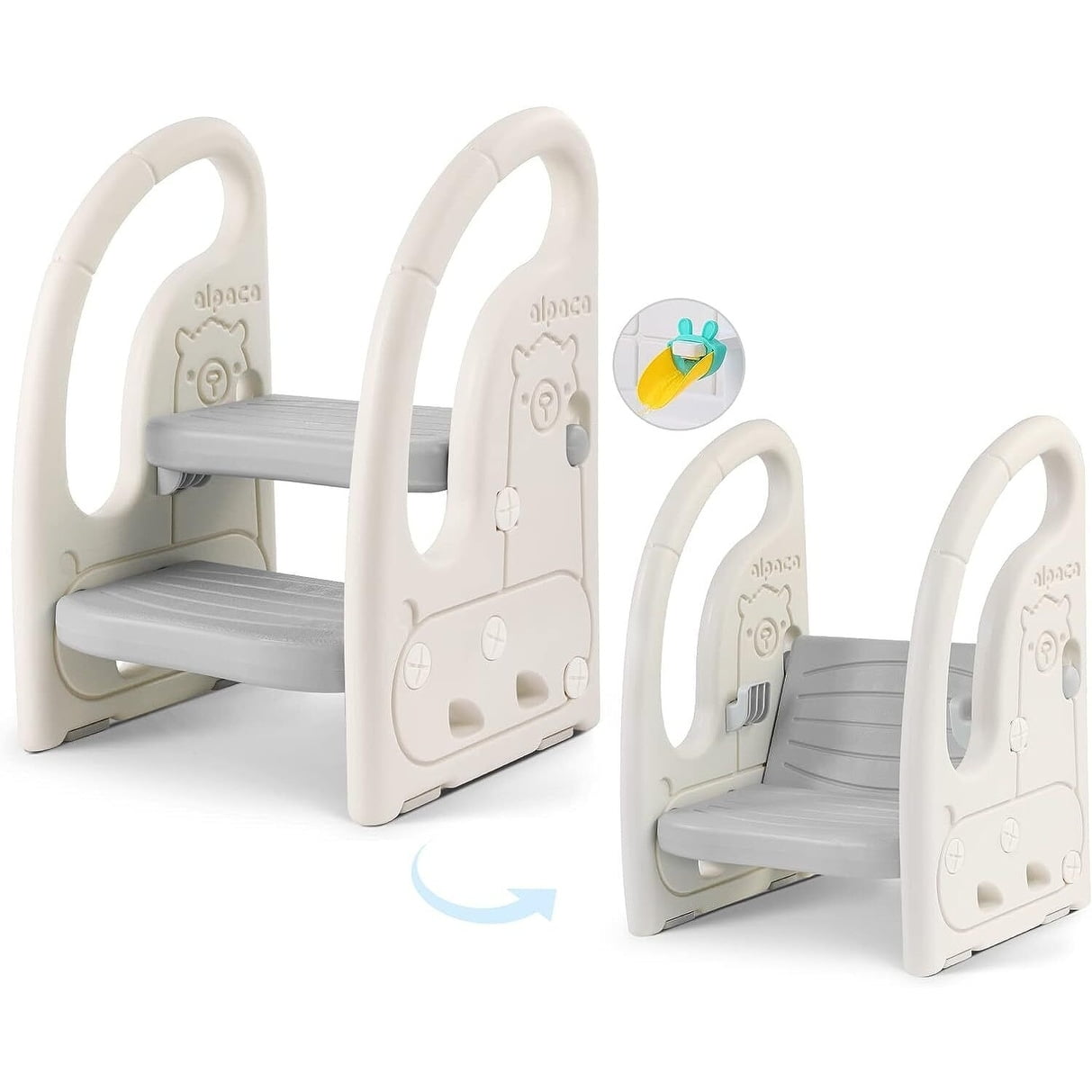 Adjustable Grey and White Plastic 2-Step Toddler Chair