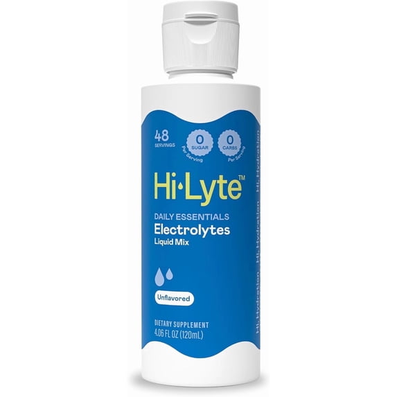 Hi-Lyte Daily Essentials Liquid Electrolyte Drops, Unflavored, 48 Servings