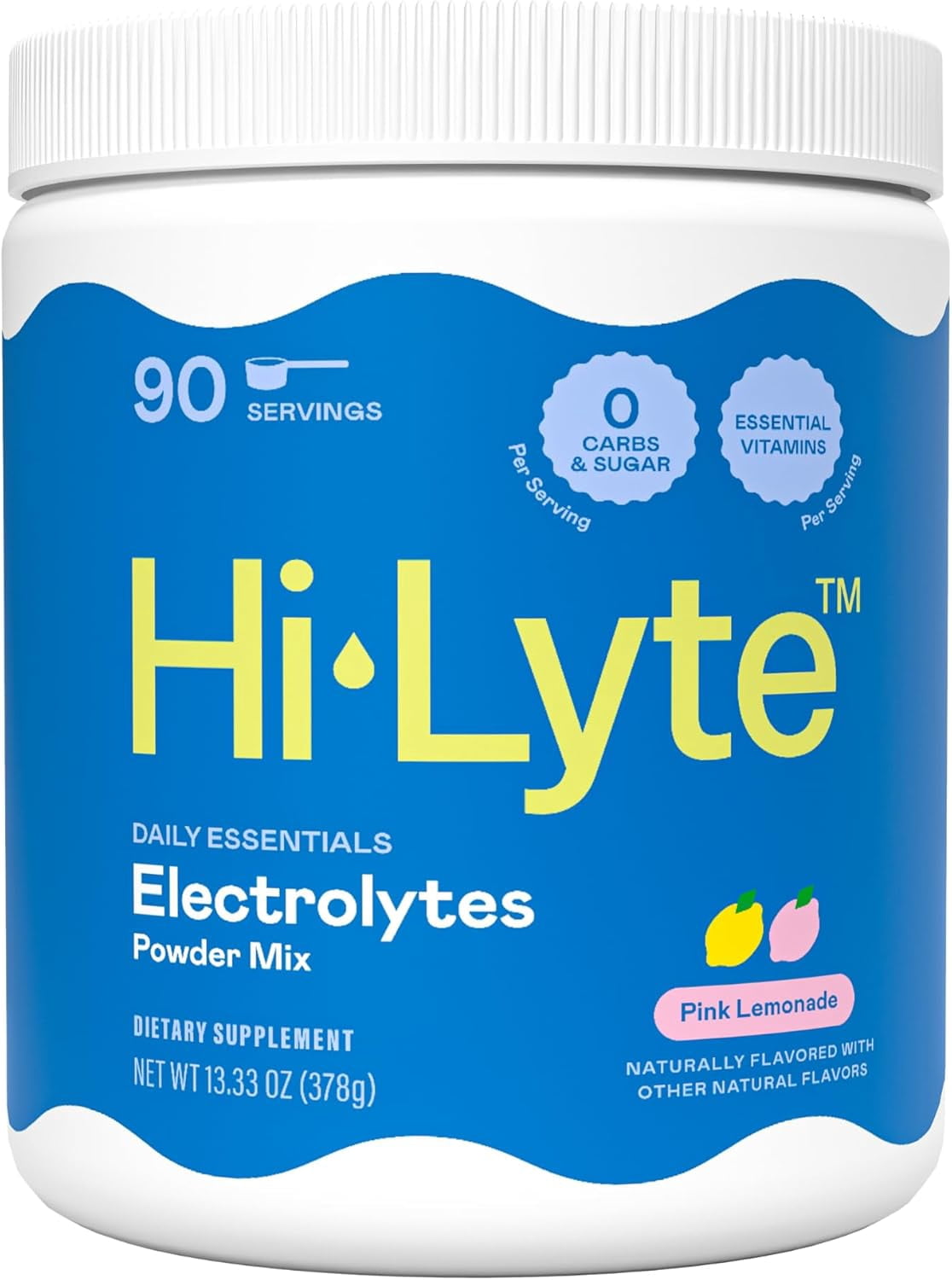 Hi-Lyte Electrolyte Powder Pink Lemonade, Daily Essentials Hydration Drink Mix | 90 Servings