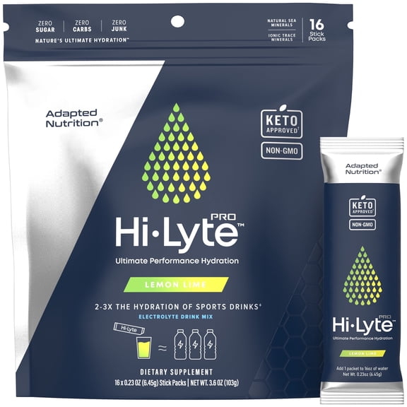 Hi-Lyte PRO Electrolyte Drink Mix Packets Lemon Lime 16 Count