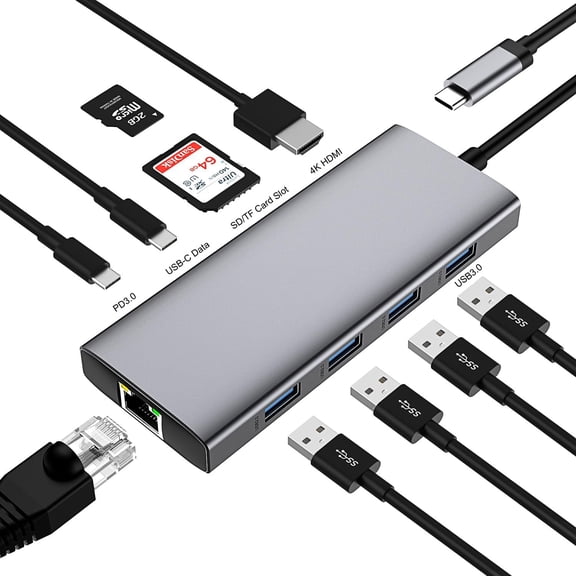 Adapter, 10-in-1 adapter dock, with 4, data, 3.0, 45 Ethernet, / card reader, other laptop devices