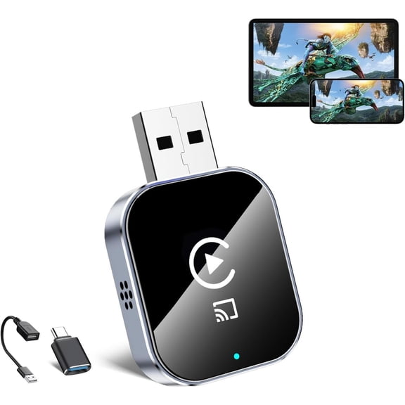Adapter for - 4 in 1 Airplay Mirror Link Adapter Multi-User Seamless Connection Converts Wired to Adapter - No Latency from iOS 10+ to Screen w/USB-C
