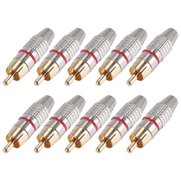 Adapter Audio Coaxial Cable Connector Plug seamless 10 pcs,10 x connector RCA plug,gold, silver