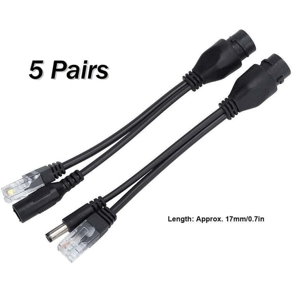 Adapter Cable PoE Splitter Kit 5PCS PoE Injector DC12V POE Standard Network