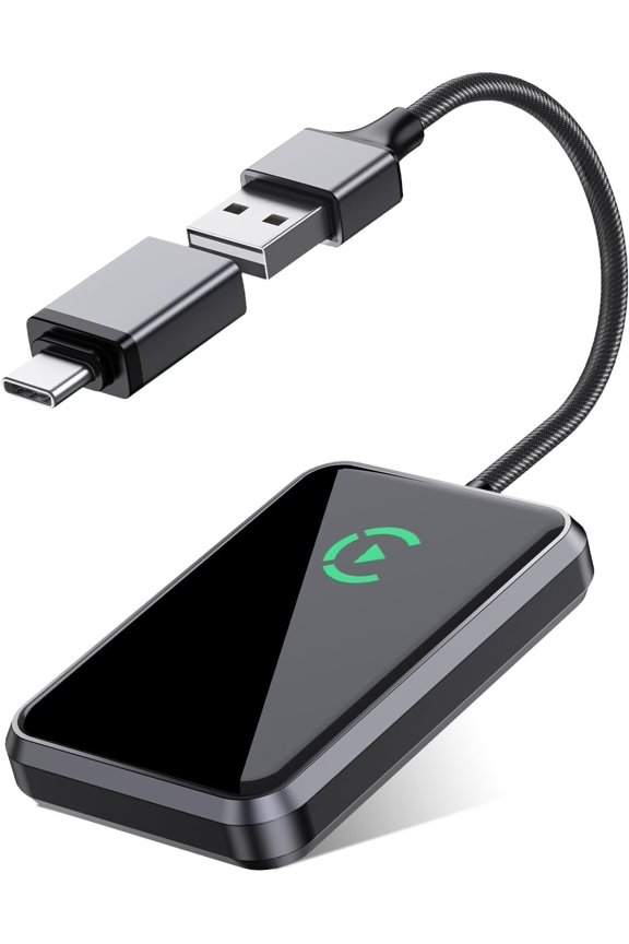 Adapter, Convert OEM Wired  to  Dongle, 5.8GHz WiFi &   Adapter, Plug & Play Auto Connect, Compatible with  (2016+) &  iOS 10+, Dark Grey