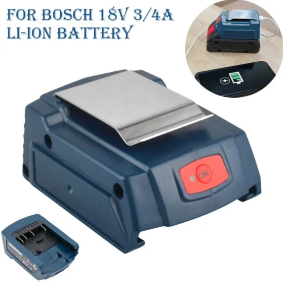 Adapter Converter Dual 5V USB Charger For Bosch 18V Li-ion Battery 12V DC port