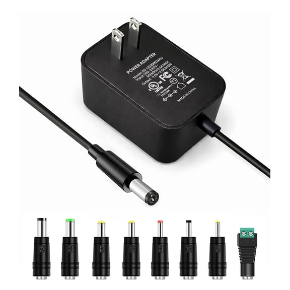 9V 2A Power Supply AC to DC Adapter, 2000mA 1500mA 1000mA 500mA Wall Converter, Universal 9 Volt Power Adapter Cord with 8 DC Plug Tips Regulated Power Transformer (6ft)