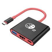 Adapter Docking Station for Switch 2/Switch OLED/Steam Deck, Portable Replacement Travel Dock with 4K@60Hz HDMI Output, 100W PD Fast Charging & USB 3.0 Hub for Type-C Devices